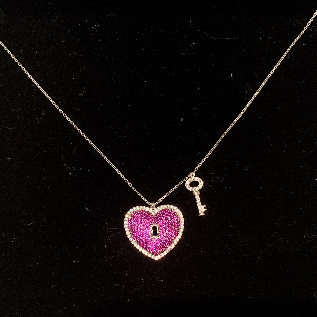 Pink Tourmaline Heart Set In Sterling Necklace